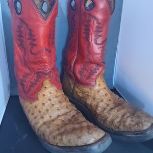 Justin Full-quill Ostrich Square-toe Cowboy Boots W/Tekno Crepe Soles
